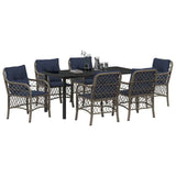 Garden Dining Set with Cushion 7 pcs Grey and Black Rattan 3380250
