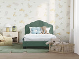 Toddler Bed Frame with Headboard Sea Green 70 x 140 cm Velvet 42010934