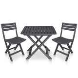 3 Piece Folding Bistro Set Plastic Anthracite 48753