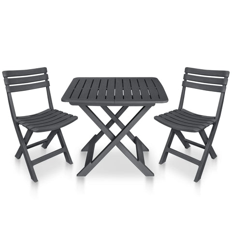 3 Piece Folding Bistro Set Plastic Anthracite 48753