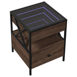 Coffee Table with Infinity LED Brown Oak 40x40x51 cm 847721