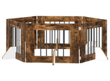 Dog Gate with Stands 6 pcs Smoked Oak 60 x 60 cm 892159