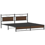 Metal Bed Frame without Mattress Brown Oak 200x200 cm 3325134
