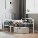 Metal Bed Frame without Mattress with Footboard White 75x190cm 373944