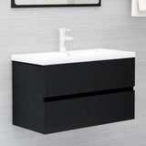 Sink Cabinet With Basin Black and White Engineered Wood, Ceramic 3071550