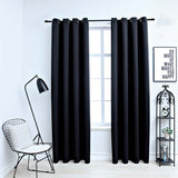 Blackout Curtains with Rings 2 pcs Black 137x213 cm Fabric 134838