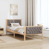 Bed Frame with Headboard Taupe 90 x 200 cm Solid Pine Wood 878427