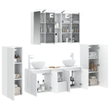 Bathroom Furniture Set 6 pcs White Engineered Wood and Glass 3407143
