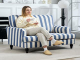 Modern Cuddle Chair, Velvet Single Sofa Armchair with Stripe, Turned Legs and Wide Seat, Upholstered T3398P343470