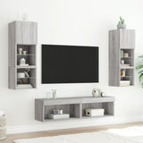 6 Piece TV Wall Units with LED Grey Sonoma Engineered Wood 3216620