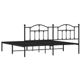 Metal Bed Frame without Mattress with Headboard Black 193x203cm 353445
