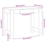 Desk Smoked Oak 100x45x75 cm Engineered Wood 860431