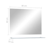 Wall Mirror with Shelf 80x60 cm Tempered Glass 249442