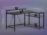 Reversible 'L' LED Light Gaming/Work Desk - Black T3398P343446