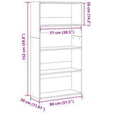 Bookcase Sonoma Oak 80x30x152 cm Engineered Wood 857942