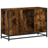 Bathroom Sink Cabinet Smoked Oak 90x33x60 cm Engineered Wood 849271