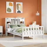 Bookcase Bed without Mattress White 135x190 cm Double Solid Wood Pine 3321734