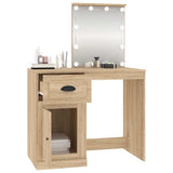 Dressing Table with LED Sonoma Oak 90x50x132.5 cm Engineered Wood 816771