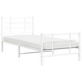 Metal Bed Frame without Mattress with Footboard White 90x190cm 355620