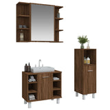 ZNTS 3 Piece Bathroom Cabinet Set Brown Oak Engineered Wood 3187611