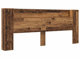 Headboard Cabinet with LED Old Wood 180 x 16.5 x 103.5 cm 8006574