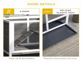 Wooden Rabbit Hutch Indoor with Wheels, Openable Roof, 91.5 x 53.3 x 73 cm, Grey T3398P375353