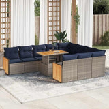 11 Piece Garden Sofa Set with Cushions Grey Poly Rattan Acacia 3327764