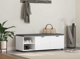 Hall Bench White 100 x 38 x 46 cm Engineered Wood and Fabric 891512