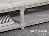 2-Tier Bed End Bench, Vintage Stool, Wooden Window Seat with Storage Shelf, Button Tufted T3398P344378