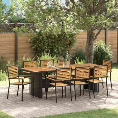 Garden Dining Set 9 pcs Black 240 x 90 x 75 cm Poly Rattan 3365446