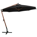 Hanging Garden Parasol with Pole Black 3.5x2.9 m Solid Fir Wood 313772