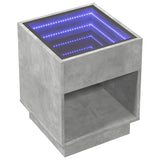 ZNTS Bedside Table with Infinity LED Concrete Grey 40x40x50 cm 3284080