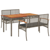 3 Piece Garden Dining Set with Cushions Grey Poly Rattan 3213575