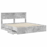 Bed Frame with Drawer Concrete Grey 200 x 200 cm Engineer Wood 3409825