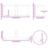 Coffee Table Legs T-Shaped 2 pcs Anthracite 70x25x cm Steel 4013018