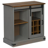 Sideboard HALDEN with Sliding Door Grey 80x40x80 cm Solid Wood 4018423