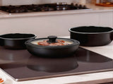23-Piece Aluminum Cookware Set, Black Non-Stick Pots and Pans Set with Removable Handles - 7 Pots & 13208532