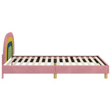 Children's Bed Frame with Headboard Pink 90 x 190 cm Velvet 42011011