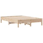ZNTS Bed Frame without Mattress 135x190 cm Double Solid Wood Pine 3301725