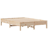 ZNTS Bed Frame without Mattress 135x190 cm Double Solid Wood Pine 3301725