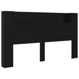 Storage Headboard with LED Black Oak Engineered Wood 3418687