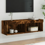 TV Cabinet with LED Lights Smoked Oak 100x30x30 cm 837163