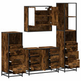 4 Piece Bathroom Furniture Set Smoked Oak Engineered Wood 3301292