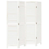 Room Divider 4 Panels White Solid Wood Paulownia 358833