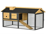 Outdoor Rabbit Hutch, with Run, Removable Tray, Asphalt Roof, 120 x 55.5 x 80cm T3398P554337