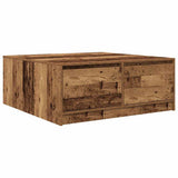 Coffee Table with Drawers Old Wood 100x100x40 cm 3328406