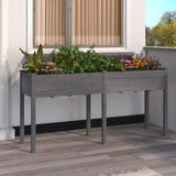 Planter with Liner Grey 161x45x76 cm Solid Wood Fir 364238