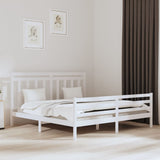 Bed Frame without Mattress White 200x200 cm Solid Wood 3105336