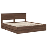 Bed Frame with Drawer Brown Oak 200 x 200 cm Engineer Wood 3407955