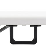 Patio Bench Set of 2 White, Black Steel, HDPE Large Foldable 48830